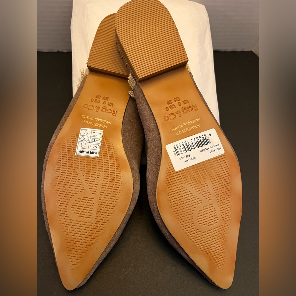 8 Rag & Co. Molly frayed leather mules in taupe suede - Picture 4 of 4